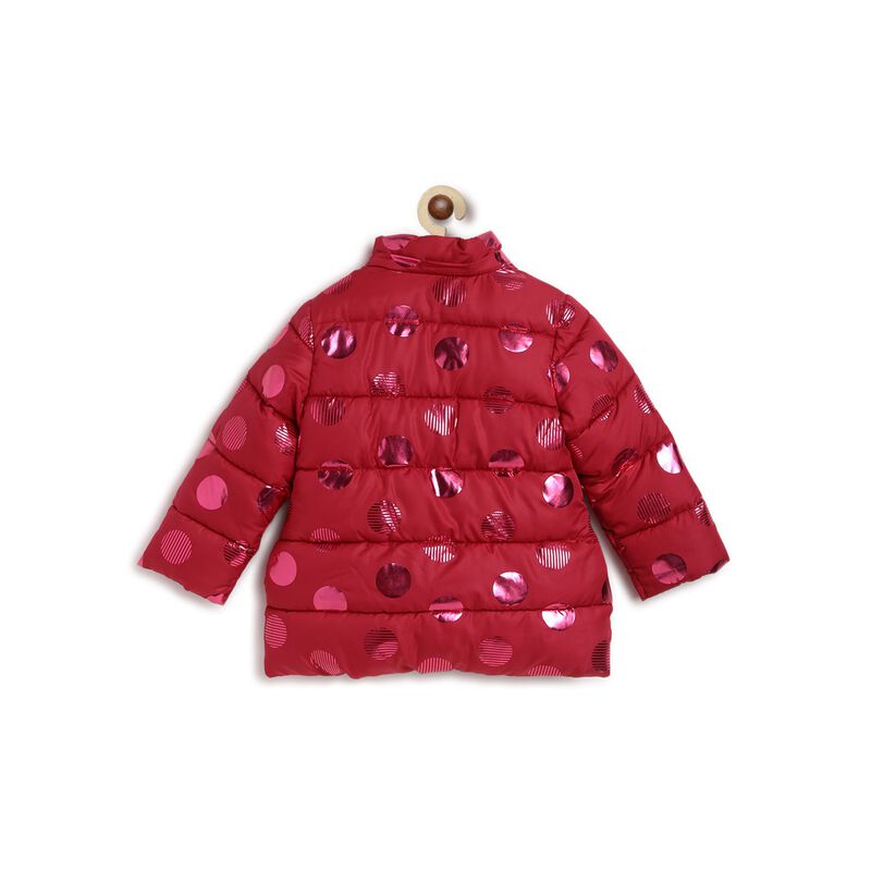 Girls Pink Striped Jacket with Detachable Hood image number null